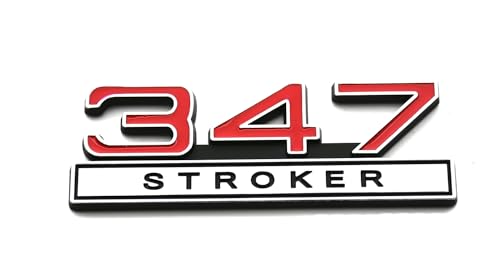 Image of 2pcs 347 Liter 5.7 Stroker Engine Emblems Badge 3D Decals Stickers Cars Trucks (Chrome Red)