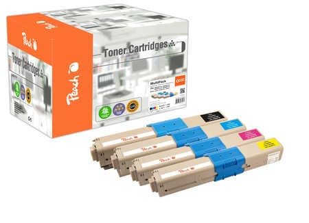 Peach 112100 Cartouche de Toner 4 pièce(s) Compatible Noir, Cyan, Magenta, Jaune