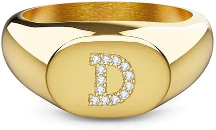 Initial Letter A-Z Square Men's Ring for Men with Diamond/Moissanite Ring 925 Sterling silver 10K 14K 18K Solid Gold Promise Signet Rings for Men (Size 4-16