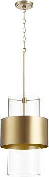 Quorum 8013-80 Contemporary Modern One Light Pendant in Brass - Antique Finish,