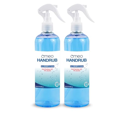 Image of Omeo Handrub Liquid Hand Instant Sanitizer Pump 500ml Pack of 2, 70% Alcohol| Skin Friendly, Safe for Kids| 99.99% Germs Free Protection, Anti Bacterial| Advance Formula, Quick Dry