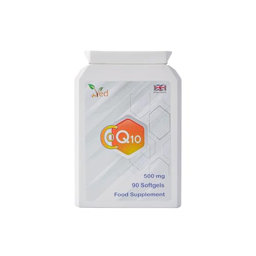 VED Coq10 Supplement for Adults, High Strength Q10 Coenzyme, Coenzyme Q10 Ubiquinol Co Enzyme, Supports Energy and Heart Health for Men and Women, 500mg 90 softgel.