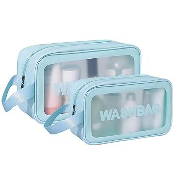 Keetly Premium Makeup Pouches Set for Women | Waterproof & Spacious Cosmetic Bags for Girls | Toiletry Storage Wash Bag | Travel Organizer for Bath Accessories & Grooming Kit (Blue)