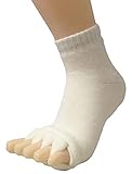 Bcurb Comfy Toes Foot Alignment Socks Relief for Bunions Hammer Toe Yoga Gym Massage Five Toe Separator Spacer Stretcher. (Off-White, Medium - 1 Pair)