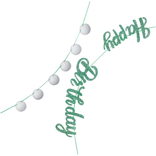 OFFIGAM 2 セットゴルフ バースデーバナー 輝くゴルフボール ペナント ガーランド スポーツテーマ パーティーデコレーション 耐久性印刷 明るい