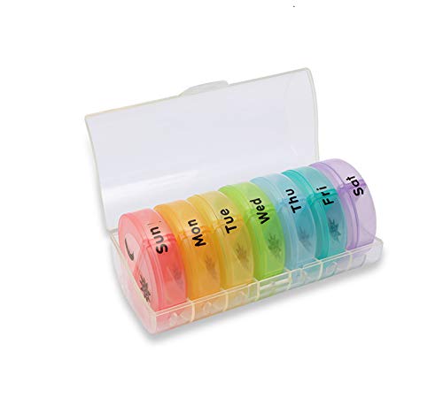 Pastillero Semanal,Semanal 7 días Organizador de Pastillas Dispensador de Medicamentos,para Vitaminas, Aceites de Pescado, Suplemento Cover