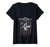 Damen Basketball 3x3 Athlete Sports Piktogramm Amerikanische Flagge T-Shirt mit V-Ausschnitt