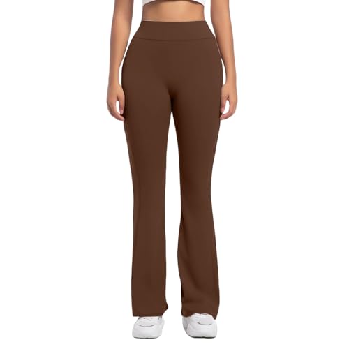 PODOLIXIA Pantalones largos para mujer, pantalones de yoga largos con bolsillos, para mujer, cintura alta, corte bootcut, pantalones de culturismo, pantalones de ocio para mujer con goma elástica,