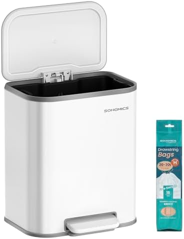 SONGMICS Cubo de Basura de Cocina, Cubo de Pedal 20 L, Cubo Basur...