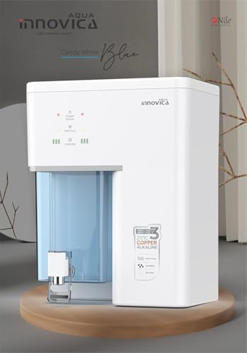 Image of Aqua Innovica RO Water Purifier with RO + Active Copper with Alkaline Technology | 7 Stage Purification |10 Litre Storage | Capacity 12 Litre per hr. | UV LED (Candy White Blue)