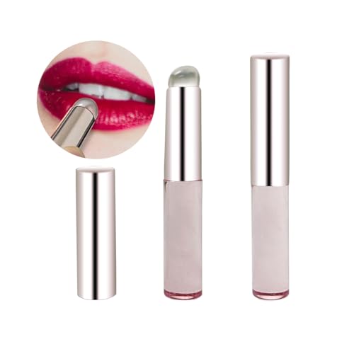 Juego de 2 brochas de mezcla de maquillaje de silicona para una aplicación uniforme y detallada en el color de los labios, juego de brochas de silicona elástica de alta calidad para bálsamo labial,