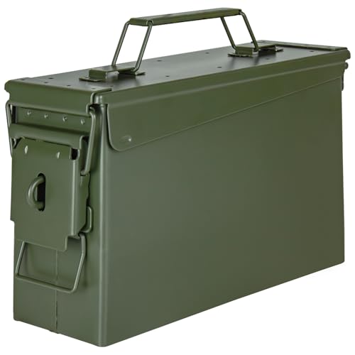 Trucky Munitionsbox Ammo Box Metallkiste Metallbox Munitionskiste Aufbewahrungsbox mit Deckel 28 x 10 x 18 cm Army Grün Metall