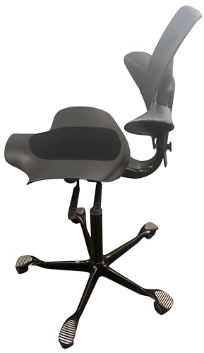 Image of HAG Capisco Puls Adjustable Standing Desk Chair - Black Frame - Black - Partial Cushion