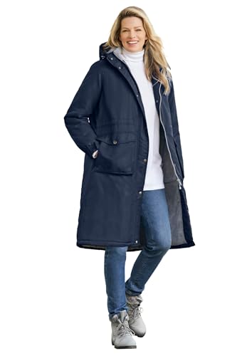 Amazon.com: Woman Within Plus Size Mid-Length Microfiber Parka - L