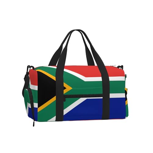 LPLSNWS South Africa Flag Duffel Bag, Polyester, Adjustable Strap, 17.7 x 9 x 9.8 Inches, with Shoe Compartment and Zippered Pockets