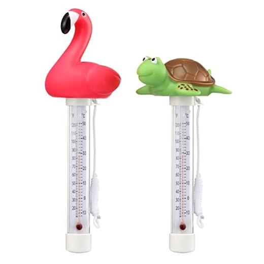 2 Packs Floating Pool Thermometer, Flamingo & Turtle Design Large Size Easy Accurate Readings for Water Temperature, Shatter Resistant with String for Outdoor & Indoor Swimming Pools & Spas