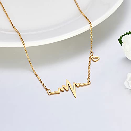 Hanreshe Heartbeat Necklace Stainless Steel Electrocardiogram Pendants Heart Necklace for Nurse Doctor Graduate Student Women Gift4