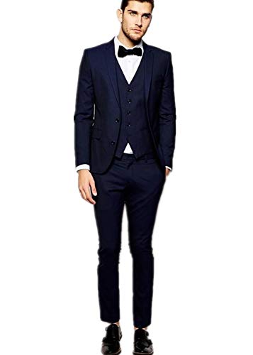 Costume de mariage homme bleu marine 3 pièces coupe slim pour cérémonie chic
