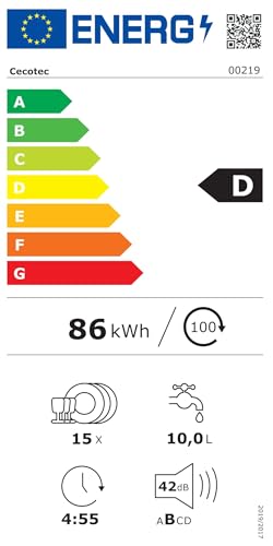 Cecotec Lave-vaisselle 60cm Bolero Aguazero 6210 D Lave-vaisselle blanc, 15 couverts, Classe D, écran FullColor XXL, Lavage Dual Zone, Aquastop, Dry+, Plateau réglable, AutoClean et Sécurité Enfant.