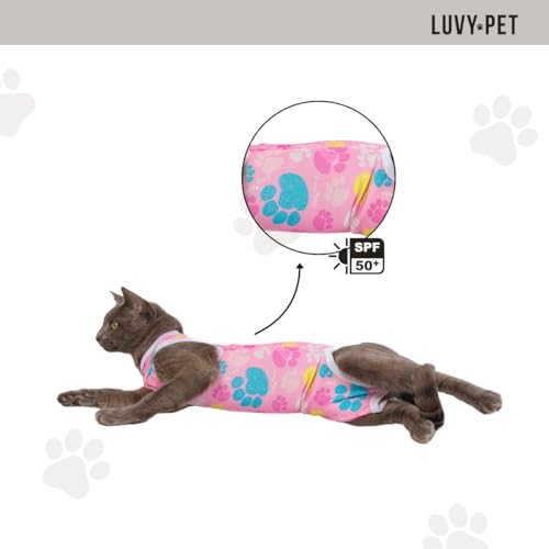 LUVY PET, Roupa Gato Pós Cirúrgica Castração Patas Rosa Tamanho:1