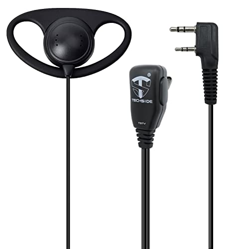 ☑️ Microfono con auricolare FORMA D con gomma di alta qualità, PTT, con cavi spiralati. Presa 2 pin a 
