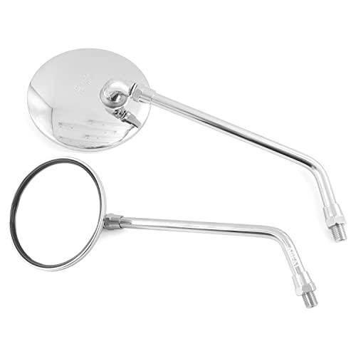 Area1 Rétroviseurs Moto Universel Chrome Retroviseur Latéral Homologué E Certification CE (2xM10 Filetage à droite) compatible avec