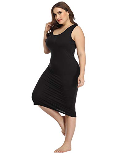 HDE Plus Size Bodycon Midi Dress Casual Fitted Jersey Tank Everyday Sundress3