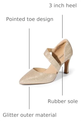DREAM PAIRS Women's High Heels Comfortable Work Pumps,Gold-Glitter,8.5 - image 3