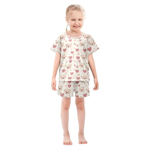 Bear Heart Valentine Pajama Set Pajamas Sleepwear Nightwear Loungewear Clothes Set B0403514