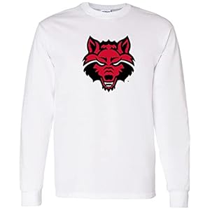 AL02 – Arkansas State Red Wolves Primary Logo Long Sleeve T Shirt – X-Large – White