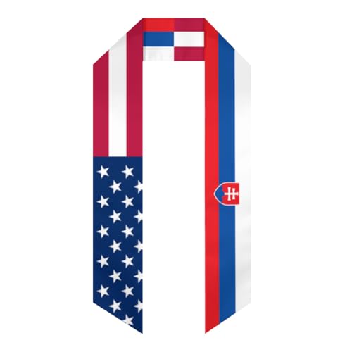 America Flag and Slovakia flag Graduation sash Thickened sash flag graduation stole for International Student flag scarf