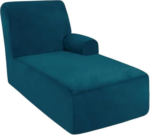 Velvet Sectional Right L Shaped Chaise Lounge Cover High Stretch Chaise Chair Cover Modern Chaise Slipcovers with Arms Single Sofa Slipcover for Living Room Pet Dog Cat
