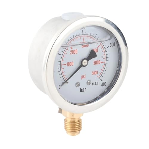 Manómetro hidráulico de 0-400 BAR y 68 mm con conexión G1/4 para medir presión de aire 1