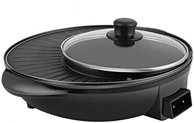 JAHH Electric Hot Pot Grill Indoor in Electric Smokeless Grill and Hot Pot Korean BBQ Grill Pot, Separate Dual Temperature Control