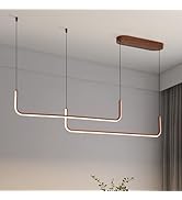 WillWant Wood Linear Dining Room Chandeliers,Modern led Linear Pendant Light fixtures for Dining ...