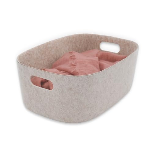 Welaxy Felt Storage Basket with Handles (Oatmeal)