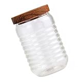 VERDANVERSE Tarro de Vidrio Hermético con Tapa de Madera de Acacia Frasco de Almacenamiento Sellado y Alimentos Secos Recipiente para Cocina y Oficina