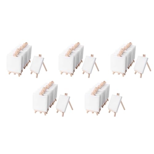 Mini toile de peinture 4 pouces avec mini chevalet en bois pour dessin et art, 60 pièces