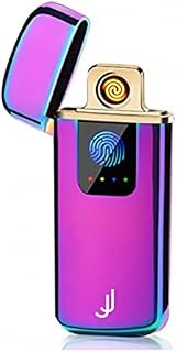 JJ USB Lighter, Touch Ignition Electric Lighter USB Rechargeable Electronic Lighter with Power Indicator, Ultra Thin Windproof Flameless Touch Switch Lighter for Candles for Men