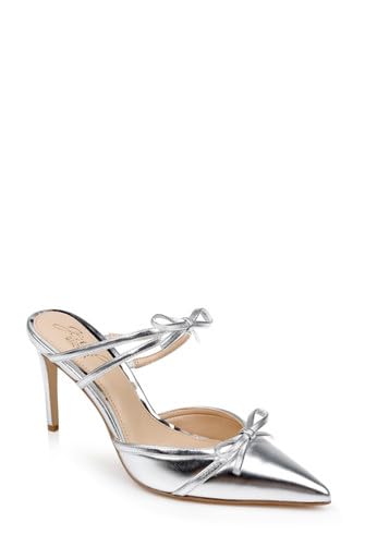Jewel Badgley Mischka Klarise II Metallic Pointed Toe Double Bow Mules2