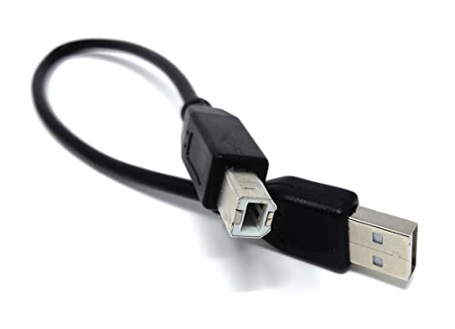 DRUT 25cm short USB A to B 2.0 24AWG High Speed Cable Lead for Printer, Scanner, Music Instrument 0.8ft Black Nickel Connectors