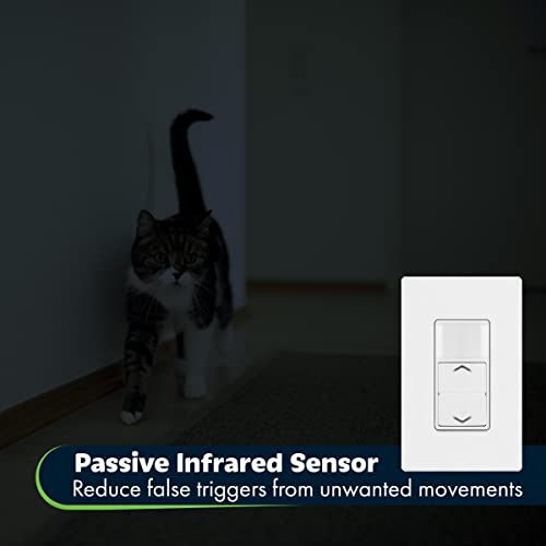 Topgreener Motion Sensor Light Switch Dimmer, Electronic Dimmer With Pir Motion Sensor, Occupancy & Vacancy Modes, 150W Led/Cfl, Single-Pole, Ul Listed, Tdods5-120, White #TOP6