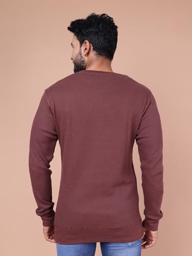 Image of Rupa Colors Waffle Texture Full Sleeves T-Shirt for Men, 100% Cotton with Breathable Fabric, Ribbed Crew Neck, Super Stretchable, Anti-Fungal Dye, Pack of 1