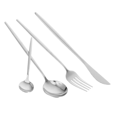 Mipcase Cubiertos de Acero Inoxidable Dorado Set Reutilizable de Utensilios para Cocina con Cuchillos de Carne Tenedores y Cucharas Elegante y Versátil para Cenas y Ocasiones Especiales