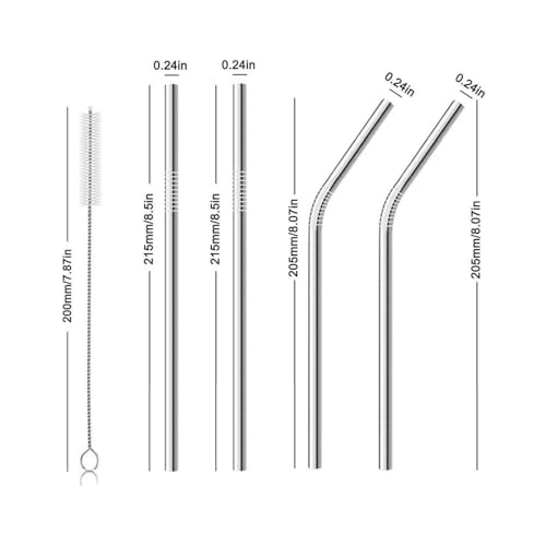 Image of Stainless Steel Coconut Opener Tool + Metal Drinking Straws Set (4-Piece) | Eco-Friendly, Reusable, Food Grade, Portable with Cleaning Brush & Pouch | for Coconut Water, Juice, Smoothie