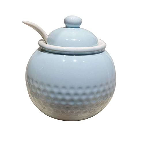 TBLOTYD Sugar Bowl European Sugar Bowl with Lid and Spoon 250ml/8.8oz Ceramic Coffee Sugar Canisters Colorful Sugar Pot Porcelain Spice Jar