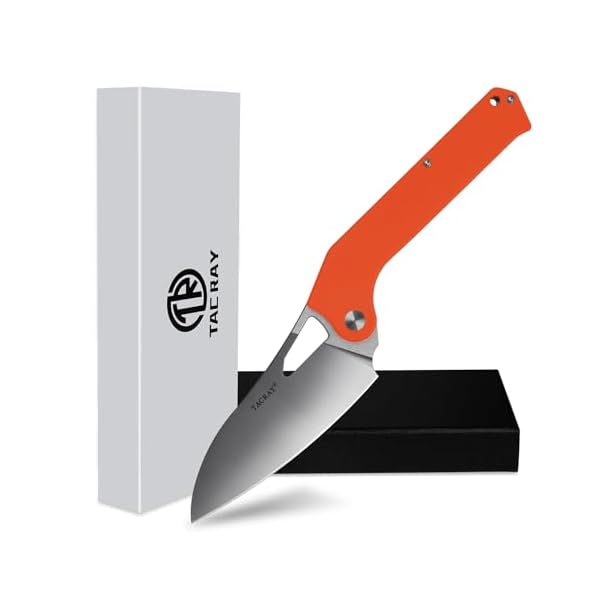 TACRAY Folding Kitchen Chef Knife, 4.4" Foldable Camping Knife with C VG10 Stainless Steel Blade, Anti-skidding and Ergonomic Designed G10 Handle for both Indoor and Outdoor Cooking