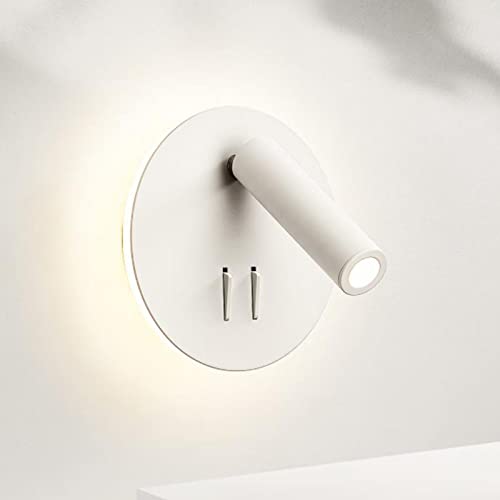Image of Modern Wall Mount Light Focused Bed Bedside Reading Wall Lamp with Switch LED Wall Sconce Rotatable Headboard Lights Indoor Spotlight Adjustable for Living Room,Bedroom 3+7W 3000K White