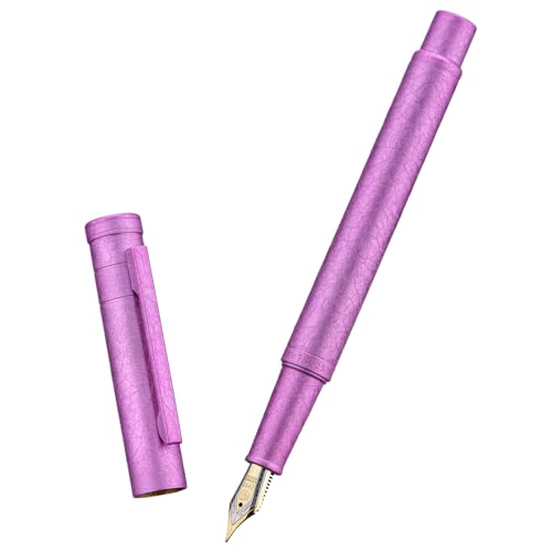 Image of Hongdian 1851 Forest Fountain Pen Pink Ice Flowers, Medium Nib Classic Design with Converter and Metal Pen Case