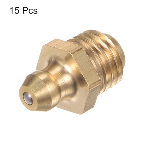 Image of HARFINGTON 15pcs Brass Straight Grease Fitting M10x1.25mm Metric Thread Hydraulic Grease Nipple Accessories for Car